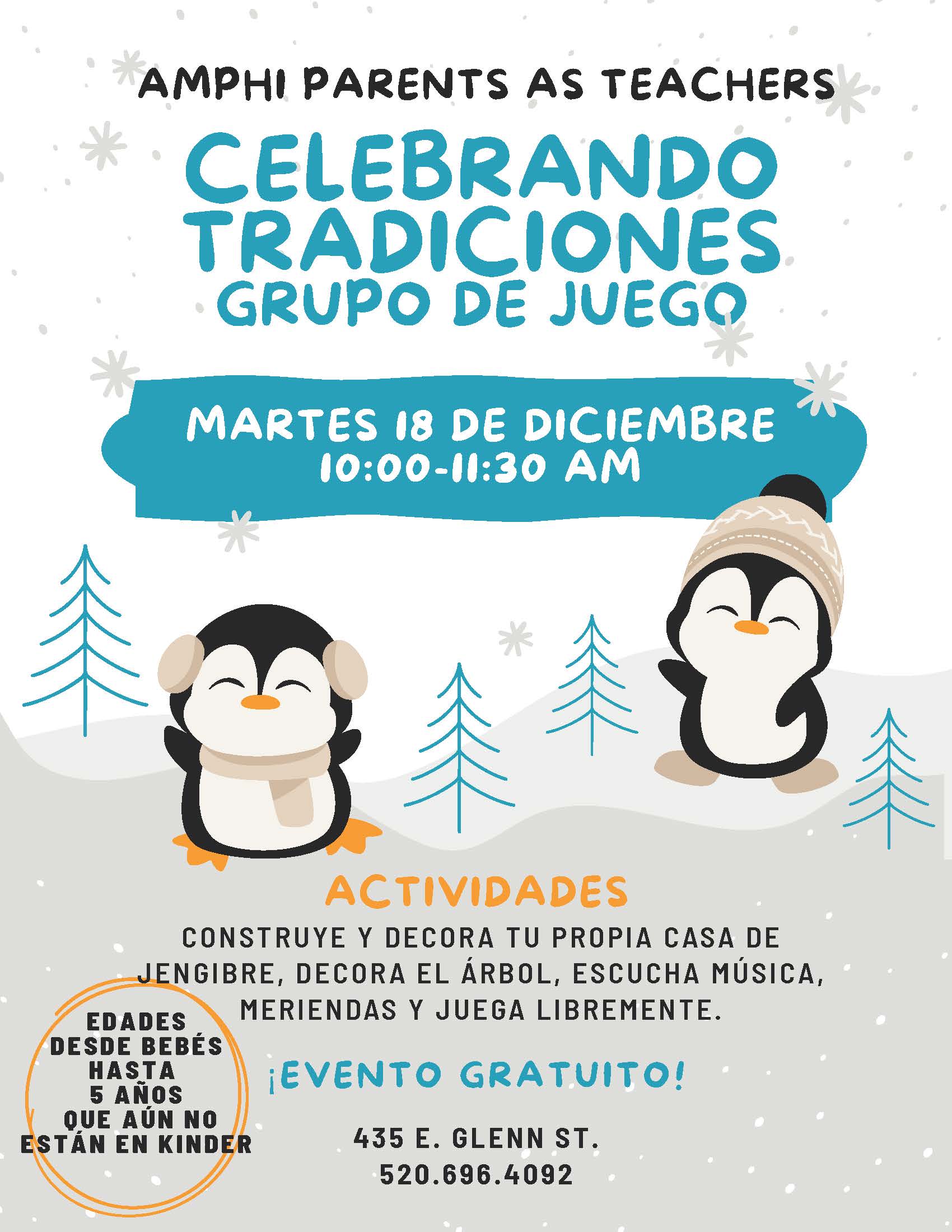 Playgroup December 28th 10am - 11:30am. 435 E Glenn. Celebrating Christmas Traditions